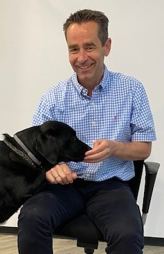Jörg Krischer with his dog
